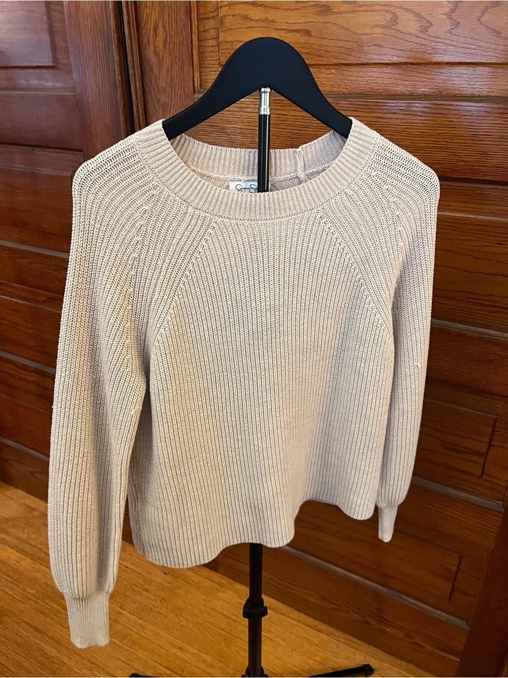 Jessica Simpson Cream Ribbed Crew Sweater